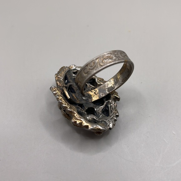 Vintage Silver Gold Tone Ravana Large Celtic Cocktail Statement Adjustable Ring - Picture 3 of 3